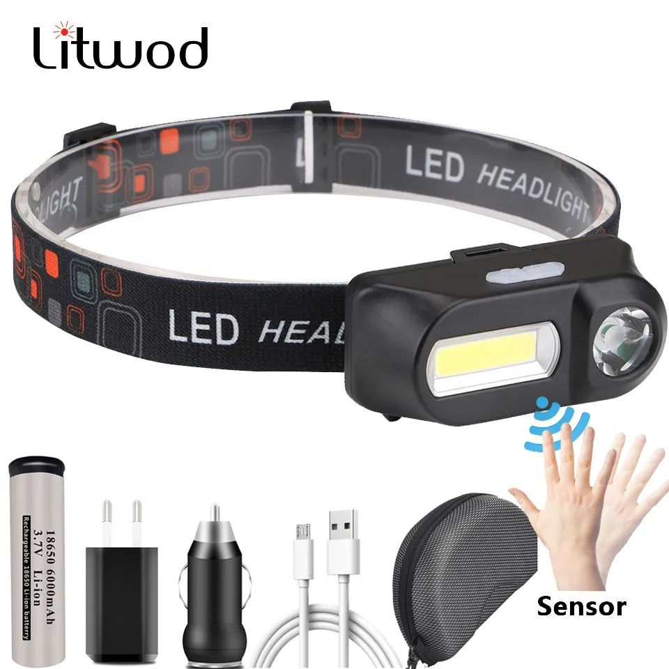 Litwod 1804 Sensor LED Headlamp Headlights Outdoor Camping Portable Mini