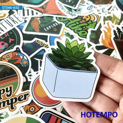 50pcs Travel Hiking Outdoor Surfing Wild Adventure Outside Camping Decal Stickers Pack