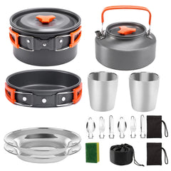 Camping Cookware Portable Pot Pan Cup Teaport Set Folding Outdoor Cooking Set Hiking
