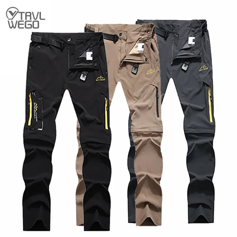 TRVLWEGO Men's Camping Hiking Pants Trekking High Stretch Summer Thin Waterproof