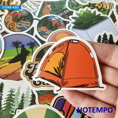 50pcs Travel Hiking Outdoor Surfing Wild Adventure Outside Camping Decal Stickers Pack