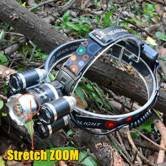 Drop Shipping  Powerful Headlight 5 LED T6 headlamp ZOOM Flashlight Torch Hunting