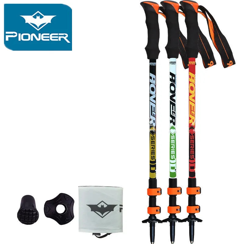 Pioneer Ultra-light Adjustable Camping Hiking Walking Trekking Stick Alpenstock Carbon