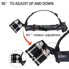 ZK20 LED Headlamp Waterproof Light Camping/Fishing Head Light Powerful Adjustable