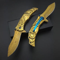 Gold Fly Dragon Tactical knife Wilderness survival tools All steel Outdoor knives Hiking