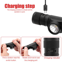 BORUiT D10 L2 LED Headlamp Powerful 3000LM Waterproof Headlight USB Rechargeable