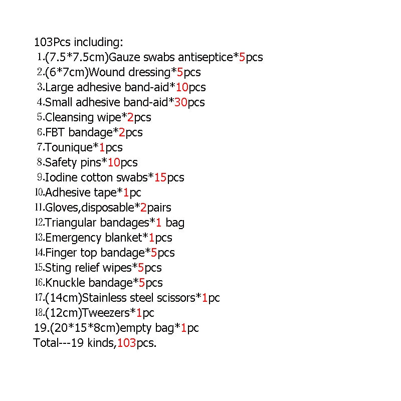 103Pcs First Aid Kit Tactical Medical Kits Emergency Survival Kit Molle Trauma Care Bag