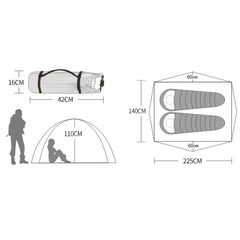 Desert&Fox 2-3 People Camping Tent, Aluminum Poles Outdoor Travel Double Layer