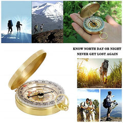 Camping Compass Keychain Luminous Wayfinder Outdoor Survival Gear Barometer Handle