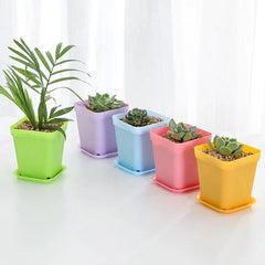 8/13pcs Flower Pots Square Round Planters Pot Trays Creative Plastic Small Pots Succulent