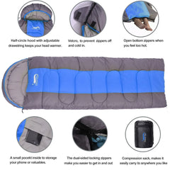 Desert&Fox Camping Sleeping Bag Lightweight 4 Season Warm & Cold Envelope