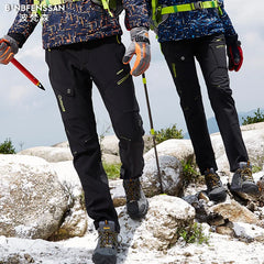 New women Hiking Pants Fleece Thicken Outdoor Trousers Waterproof Windproof