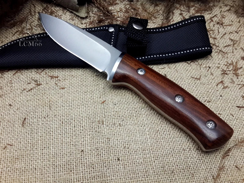 LCM66  hunting straight knife tactical knifeFixed Knives,steel head+solid wood handle