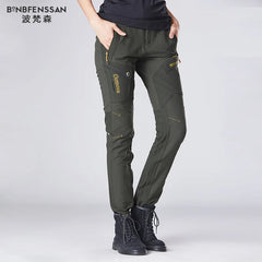New women Hiking Pants Fleece Thicken Outdoor Trousers Waterproof Windproof