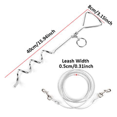 3M/5M/10M Outdoor Pet Leash With Dog Fixed Pile Metal Screw Stake For Camping