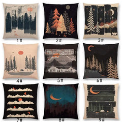 Latest Pillow Case Animals In the Forest Day And Night Mountains Sun Moon Exploration