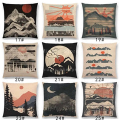 Latest Pillow Case Animals In the Forest Day And Night Mountains Sun Moon Exploration