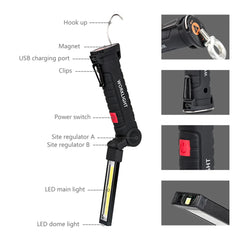 5 Modes COB LED Work Light USB Rechargeable Magnetic Torch Flexible Inspection Lamp