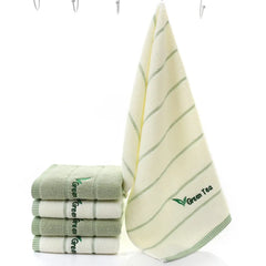 Super Soft Striped Terry Towels for Adults, Face and Hand Towels, Green Tea, Bathroom