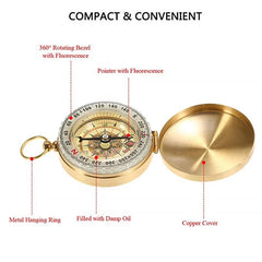 Camping Compass Keychain Luminous Wayfinder Outdoor Survival Gear Barometer Handle