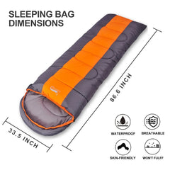 Desert&Fox Camping Sleeping Bag, 220x85cm Envelope Waterproof Shell Lightweight