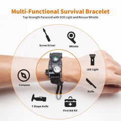 Military Emergency Braided Survival Bracelet With SOS LED Paracord Outdoor Camping