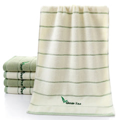 Super Soft Striped Terry Towels for Adults, Face and Hand Towels, Green Tea, Bathroom