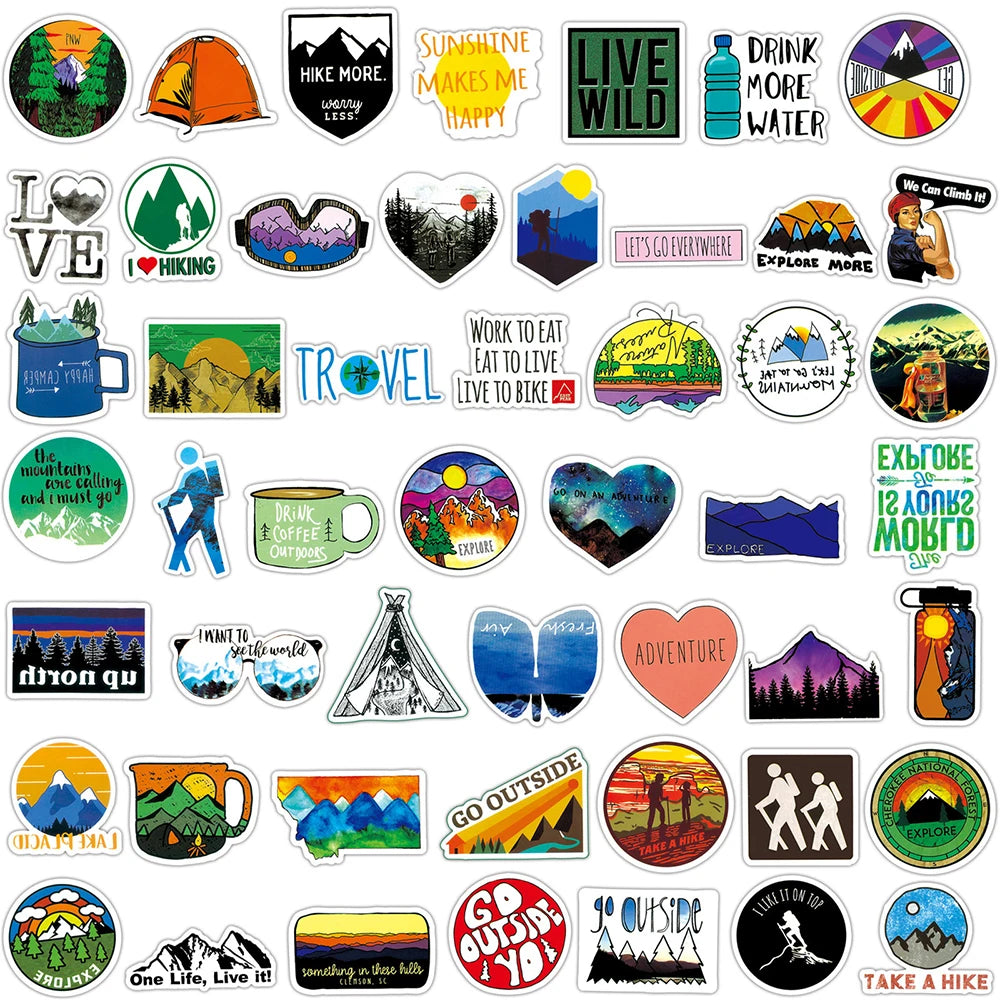 10/50/100PCS Outdoor Explore Mountain Climbing Stickers Laptop Guitar Luggage