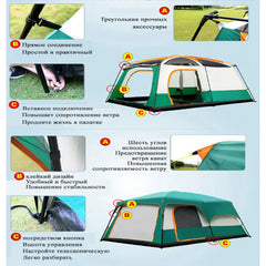Outdoor Camping Large Family Tent Travel Outing Windproof Warm Uv Protection
