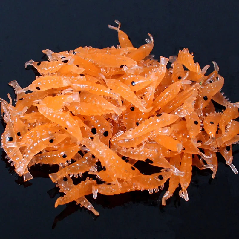 New Design 100pcs Soft Silicone  Shrimp Fishing Lures 2.7cm Small Light Green