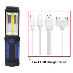 Portable USB Rechargeable COB Night Light Flashlight LED Torch Lantern Work Light