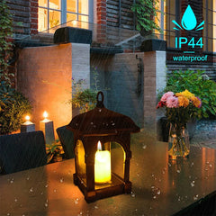 LED Solar Lantern Outdoor Hanging Solar Lights Waterproof Warm White Candle Light