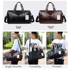 Men Leather Fitness Sport Travel Gym Bags Independent Shoe Warehouse Waterproof