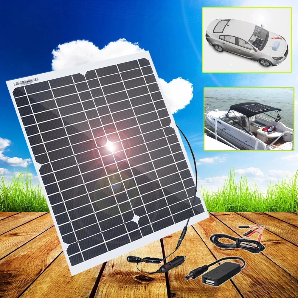 Flexible Solar Panel 12v 20W Solar Cell Phone Battery Charger Kit Complete Photovoltaic