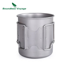 Boundless Voyage Titanium Cup with Foldable Handle Outdoor Camping Water Mug