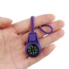2 PCs Zipper Tail Rope Pocket Compasses EDC Mini Survival Compass for Paracord