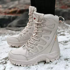 Winter Women High-Top Outdoor Plush Leather Hiking Shoes Trekking Woman Boots