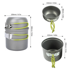 Camping Cookware Set 3000W Camping Stove Burner Cooking Pots Pans Tank Bracket