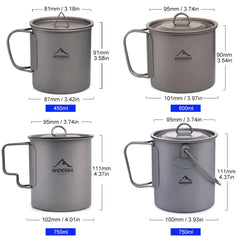 Widesea Camping Mug Titanium Cup Tourist Tableware Picnic Utensils Outdoor Kitchen