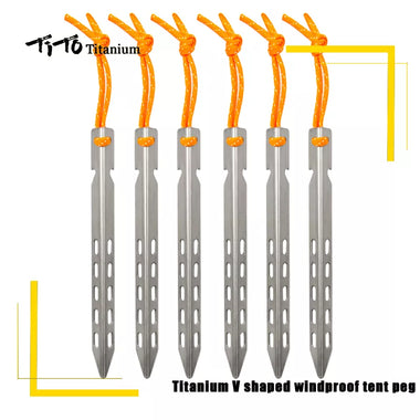 TiTo Titanium tent nails V shaped design Outdoor camping Windproof  equipment Tent tool