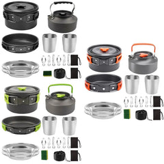 Camping Cookware Portable Pot Pan Cup Teaport Set Folding Outdoor Cooking Set Hiking