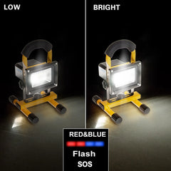 Floodlight Rechargeable COB LED Flood Light 30W Handheld Spotlight Searchlight Outdoor