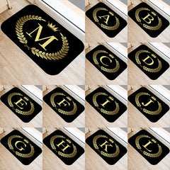 Black Golden Crown Printed Letter 40*60 Kitchen Entrance Door Mat Coral Velvet Carpet