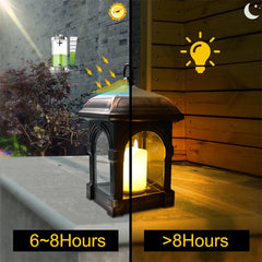 LED Solar Lantern Outdoor Hanging Solar Lights Waterproof Warm White Candle Light