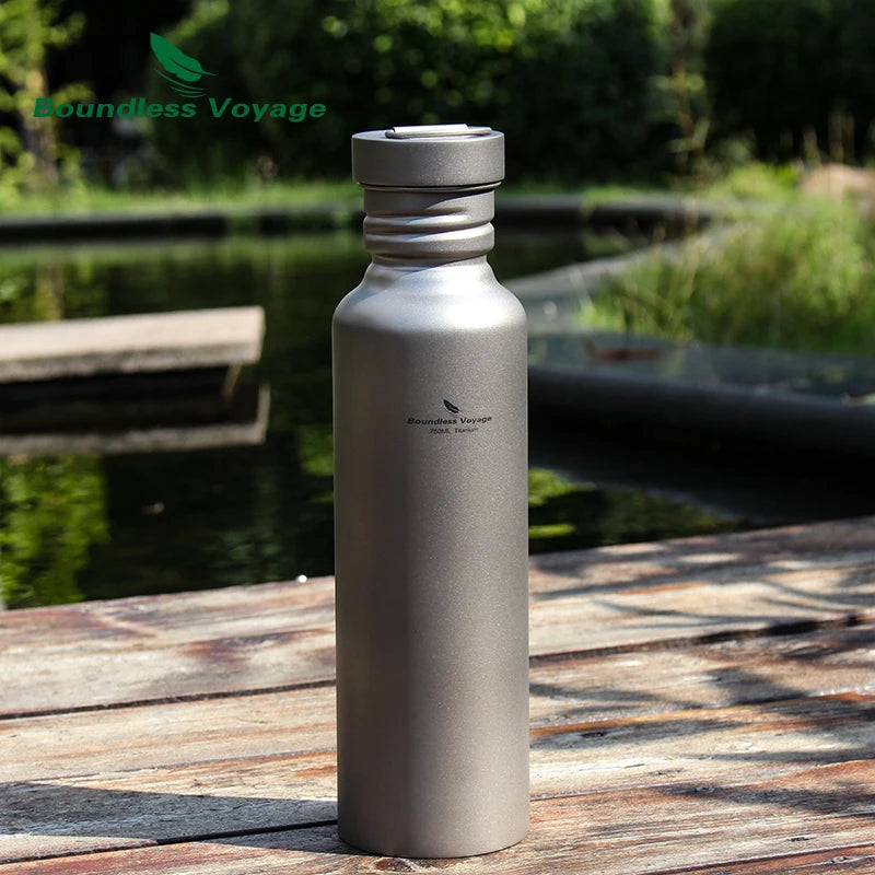 Boundless Voyage Titanium Water Bottle with Titanium Lid Outdoor Camping Cycling