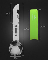 Multifunctional Camping Cookware Spoon Fork Bottle Opener Portable Tool Safety
