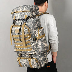 80L Waterproof Molle Camo Tactical Backpack Military Army Hiking Camping Backpack