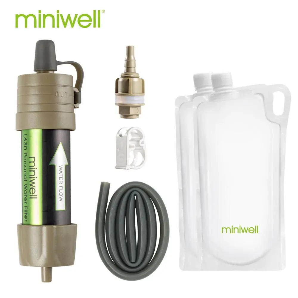 Miniwell L630 Portable Outdoor Water Filter Survival Kit with Bag for Camping ,Hiking
