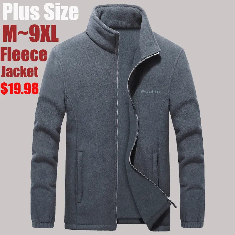 Plus size 7XL 8XL 9XL Mens Softshell Fleece Jackets Male Warm Sweatshirt Thermal