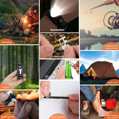 Survival Gear Kit with Waterproof SOS LED Light Emergency Knife Whistle Compass